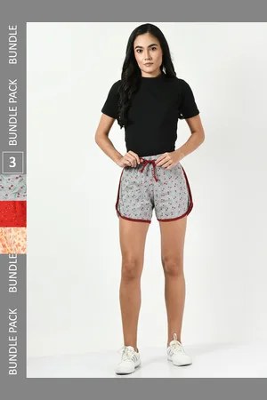 BAESD Women Pack Of 3 Conversational Printed High-Rise Pure Cotton Shorts