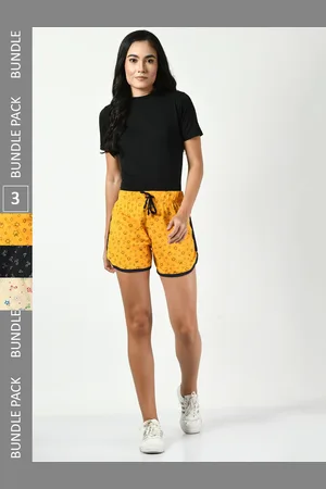 BAESD Women Pack Of 3 Floral Printed Mid-Rise Pure Cotton Shorts