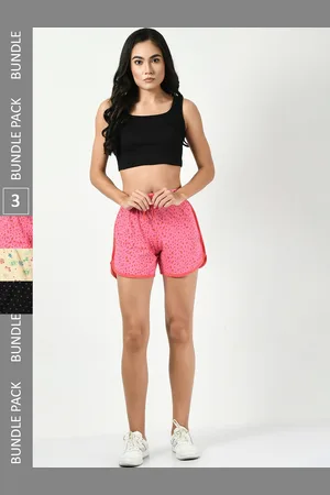 BAESD Women Pack Of 3 Conversational Printed Mid-Rise Pure Cotton Shorts