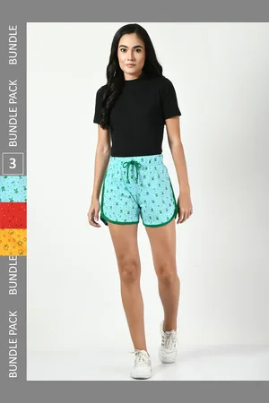 BAESD Women Pack Of 3 Printed High-Rise Pure Cotton Regular Shorts