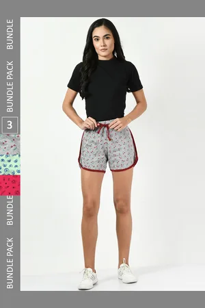 BAESD Women Pack Of 3 Conversational Printed High-Rise Pure Cotton Shorts