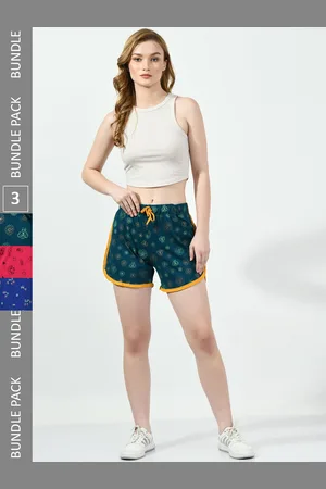 BAESD Women Pack Of 3 Printed High-Rise Cotton Shorts