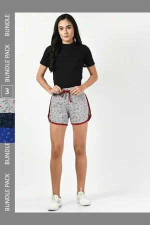 BAESD Women Pack Of 3 Printed High-Rise Cotton Shorts