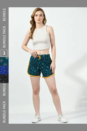 BAESD Women Pack Of 3 Floral Printed Pure Cotton Hot Pants