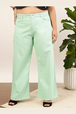 CURVY STREET Jean Women Mid- Rise Pure Cotton Wide Leg Jeans