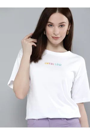 HARVARD Women White & Multicoloured Typography Printed Casual T-shirt