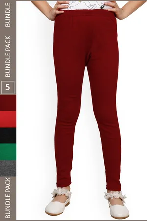 IndiWeaves Girls Pack Of 5 Woollen Ankle Length Leggings