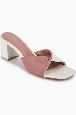 Mast & Harbour Pink & White Colourblocked Block Heels