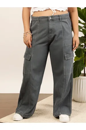 CURVY STREET Jean Women Clean Look Pure Cotton Wide Leg Jeans