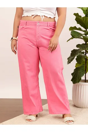 CURVY STREET Jean Women Clean Look Pure Cotton Wide Leg Jeans