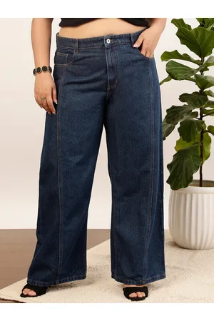 CURVY STREET Jean Women Clean Look Pure Cotton Wide Leg Jeans