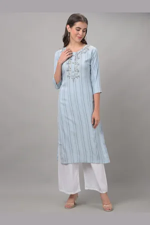 Dollar Missy Round Neck Woven Design Floral Embroidered Yoke Design Straight Kurta