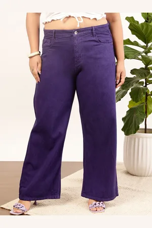 CURVY STREET Jean Women Clean Look Pure Cotton Wide Leg Jeans