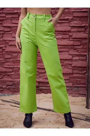 ATHENA Women Green Straight Fit Mid-Rise Coloured Clean Look Jeans