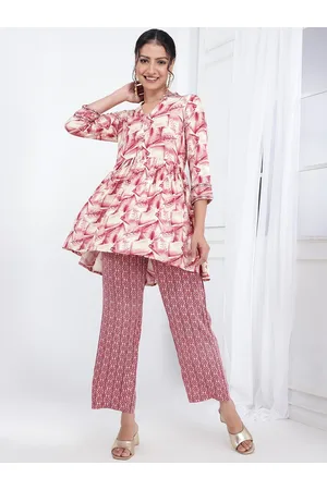 Bani Women Geometric Printed Mandarin Collar Tunic With Trouser