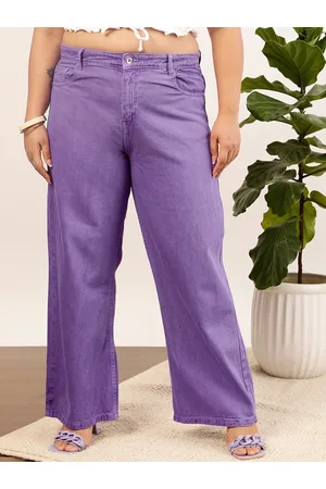 CURVY STREET Jean Women Clean Look Pure Cotton Wide Leg Jeans