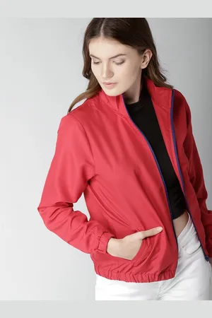 Mast & Harbour Women Red Solid Lightweight Bomber Jacket