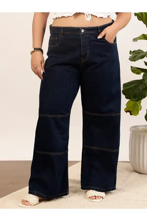 CURVY STREET Jean Women Clean Look Pure Cotton Wide Leg Jeans