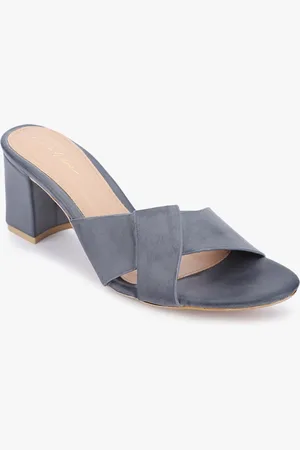 Mast & Harbour Grey Open Back Block Heels