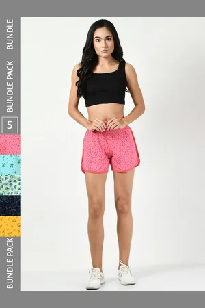BAESD Women Pack Of 5 Printed High-Rise Pure Cotton Hot Pants