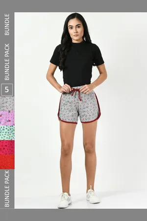 BAESD Women Pack Of 5 Printed High-Rise Pure Cotton Hot Pants