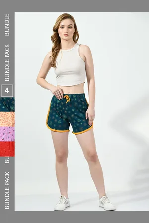 BAESD Women Pack Of 4 Printed High-Rise Pure Cotton Hot Pants