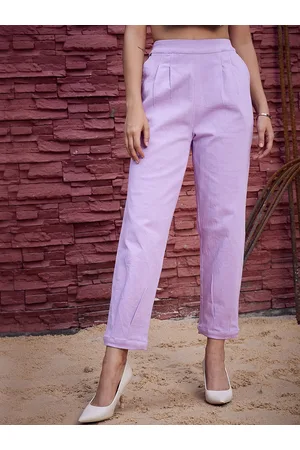 ATHENA Women Lavender Tapered Fit Mid-Rise Clean Look Cotton Jeans