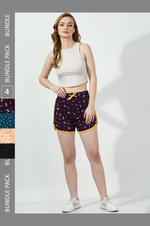 BAESD Women Pack Of 4 Conversational Printed High-Rise Pure Cotton Hot Pants