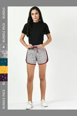 BAESD Women Pack Of 4 Printed High-Rise Pure Cotton Hot Pants