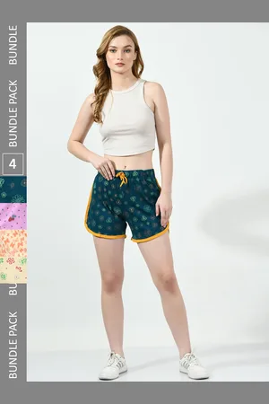 BAESD Women Pack Of 4 Printed High-Rise Pure Cotton Hot Pants