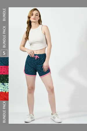 BAESD Women Pack Of 5 Printed High-Rise Pure Cotton Hot Pants
