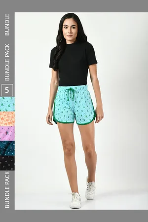 BAESD Women Pack Of 5 Printed High-Rise Pure Cotton Hot Pants