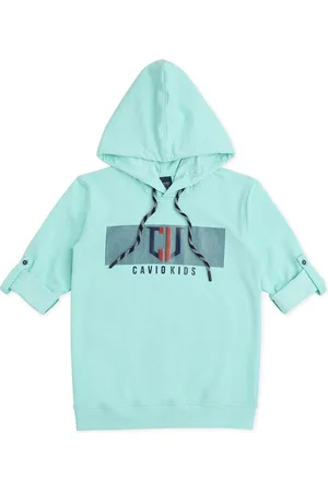 CAVIO Typography Printed Half Sleeve Hooded Cotton T-shirt