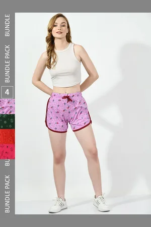 BAESD Women Pack Of 4 Printed High-Rise Pure Cotton Hot Pants