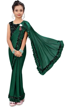 Dhyey Fashion Girls Sequinned Ready to Wear Saree