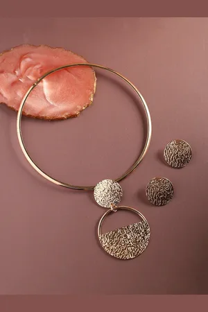 SOHI Gold-Plated Circular Jewellery Set