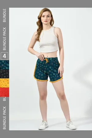 BAESD Women Pack Of 4 Printed High-Rise Pure Cotton Hot Pants