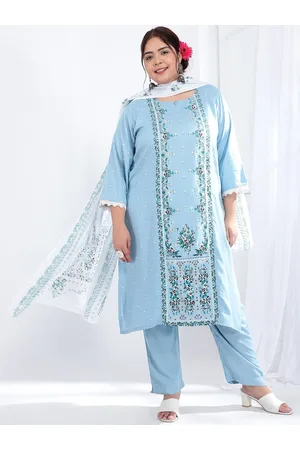 Bani Women Floral Printed Layered Kurta With Trousers & Dupatta