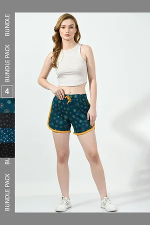 BAESD Women Pack Of 4 Conversational Printed High-Rise Pure Cotton Hot Pants