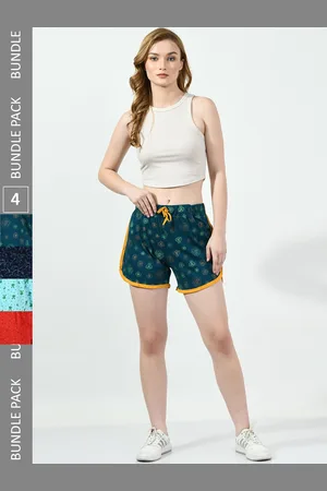 BAESD Women Pack Of 4 Printed High-Rise Pure Cotton Hot Pants