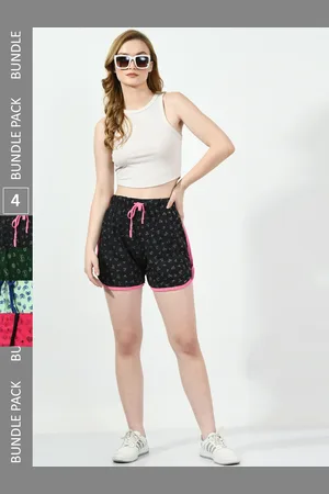 BAESD Women Pack Of 4 Printed High-Rise Pure Cotton Hot Pants