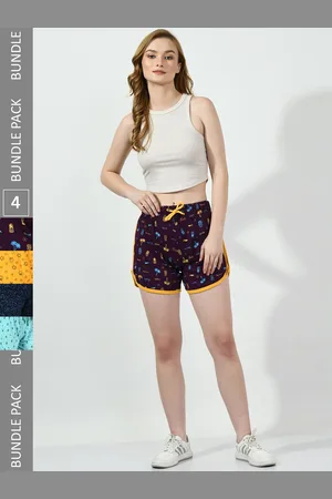 BAESD Women Pack Of 4 Conversational Printed High-Rise Pure Cotton Hot Pants