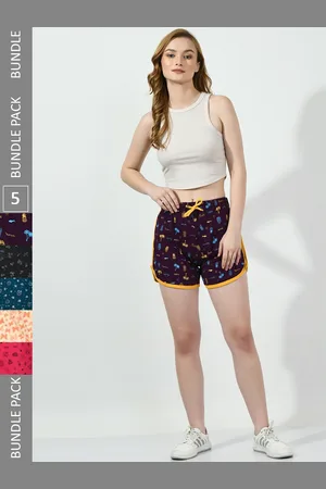 BAESD Women Pack Of 5 Printed High-Rise Pure Cotton Hot Pants