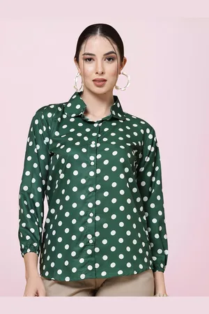 BAESD Polka Dots Printed Shirt Style Top