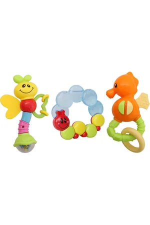 Baby Moo Infant Kids Set Of 3 Multi-Coloured Butterfly Caterpillar Rattle Teether