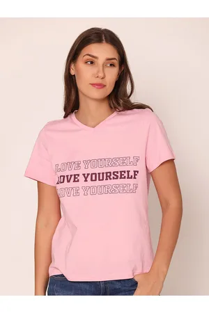 Bonjour Typography Printed V-Neck Slim Fit T-shirt