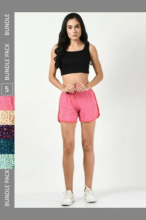 BAESD Women Pack Of 5 Printed High-Rise Pure Cotton Hot Pants