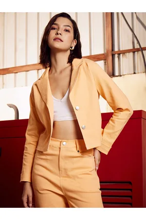 ATHENA Peach Lapel Collar Open Front Jacket