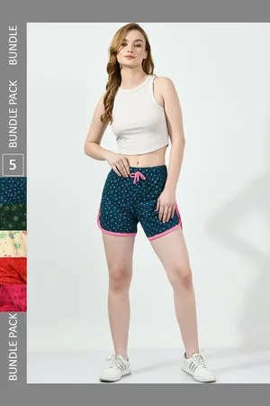 BAESD Women Pack Of 5 Printed High-Rise Pure Cotton Hot Pants