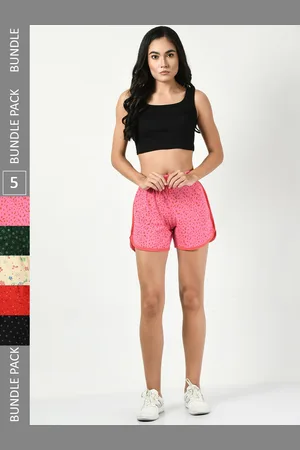 BAESD Women Pack Of 5 Printed High-Rise Pure Cotton Hot Pants